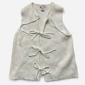 Sincerely Jules white western front time vest Knit Cream sleeveless cardigan
